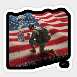 American Military Soldier and USA Flag by focusln Sticker